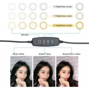 Ring Light LED 26cm Tripé 2,1m Selfie 360º Ajuste de Luz IZEFLARE PRO