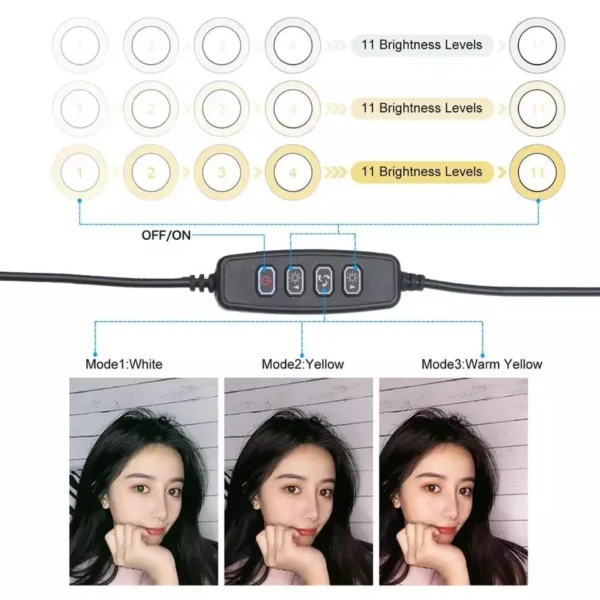 Ring Light LED 26cm Tripé 2,1m Selfie 360º Ajuste de Luz IZEFLARE PRO