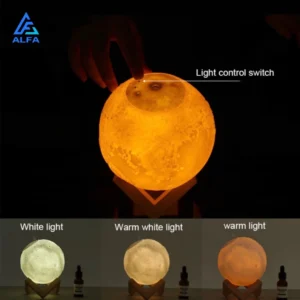 Umidificador Aromatizador Luz LED 3D Lua Silencioso Bivolt IZEZEN DREAM
