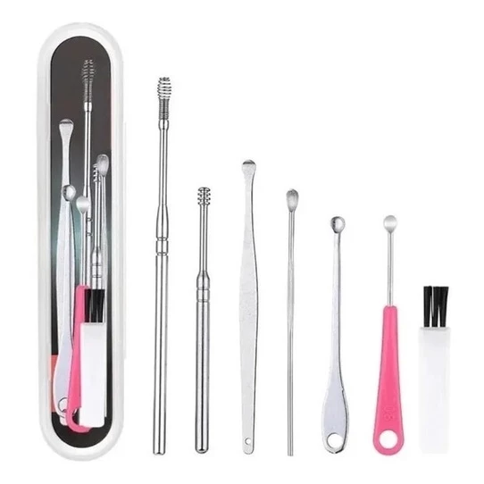 Kit Limpeza Ouvido Aço Inoxidável Caixa Plástica IZECARE CLEAN