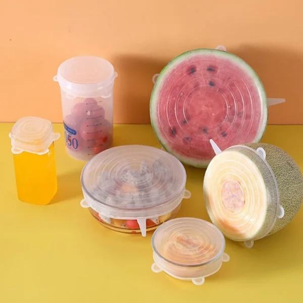 Kit Tampas de Silicone Universal Reutilizável 6 Peças BPA Free Ajustável IZESEAL FLEX