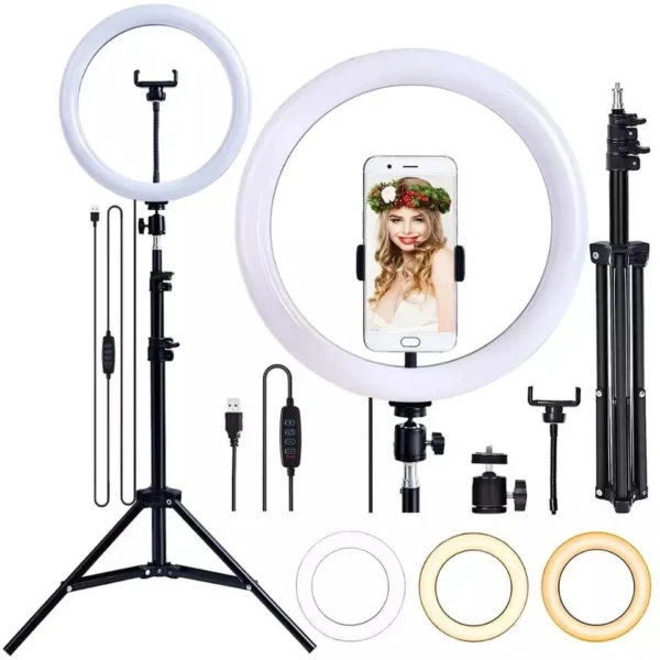 Ring Light LED 26cm Tripé 2,1m Selfie 360º Ajuste de Luz IZEFLARE PRO