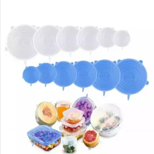 Kit Tampas de Silicone Universal Reutilizável 6 Peças BPA Free Ajustável IZESEAL FLEX