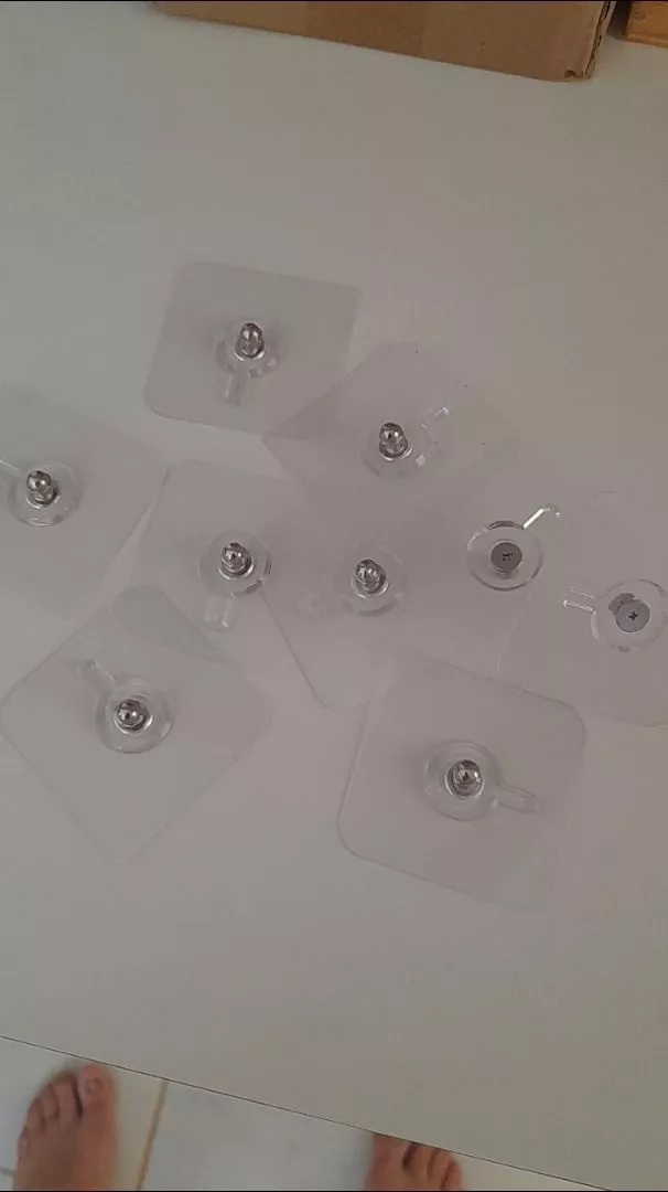 Kit 15 Ganchos Adesivos Multiuso Transparente Reutilizável Para Banheiro Cozinha IZEHOOK SMART photo review