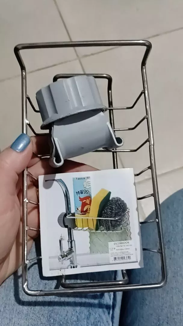 Kit 2 Cestos Multiuso Inox Organizador de Pia e Torneira com Escorredor Prata IZEORGANIZE FLEX photo review