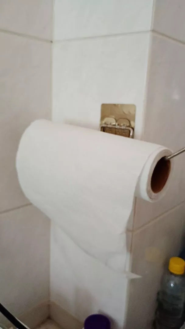 Porta Papel Toalha de Parede Aramado Autoadesivo 29,5x9,5cm Aço Moderno IZEHOLD FIT photo review