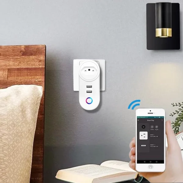 Tomada Inteligente Wi-Fi 16A USB Dupla Controle App Automação IZEPOWER CONNECT