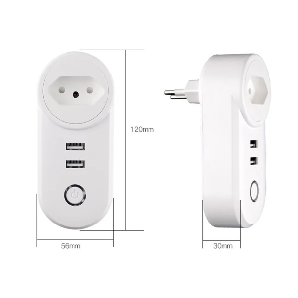 Tomada Inteligente Wi-Fi 16A USB Dupla Controle App Automação IZEPOWER CONNECT