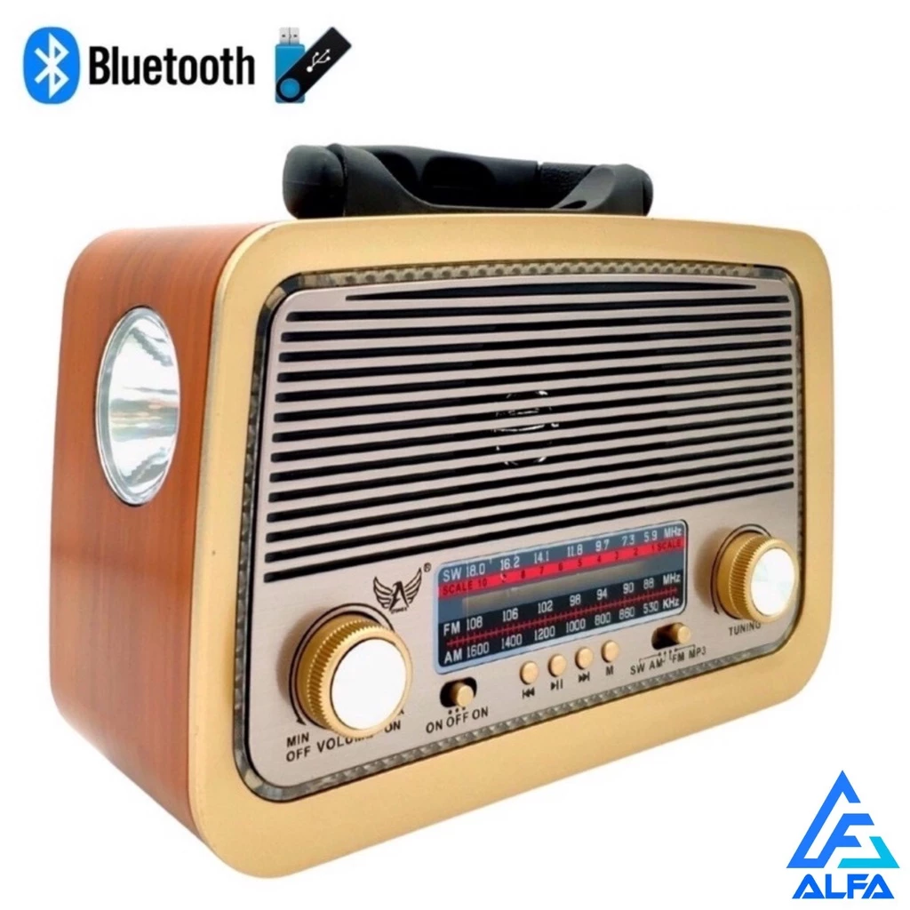 Lateral do Rádio Vintage Bluetooth Retro Altomex mostrando as entradas USB e SD