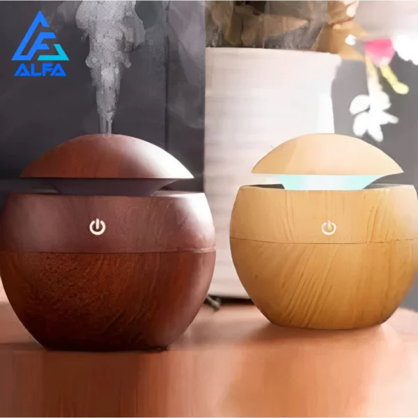 Umidificador de Ar Mini Ultrassônico Madeira Luz Colorida IZEWELL HOME