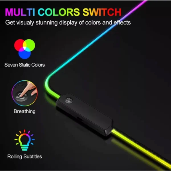 Mouse Pad Gamer Grande RGB 80x30cm, Iluminação 7 Cores, Antiderrapante, USB, IZEPLAY LIGHT