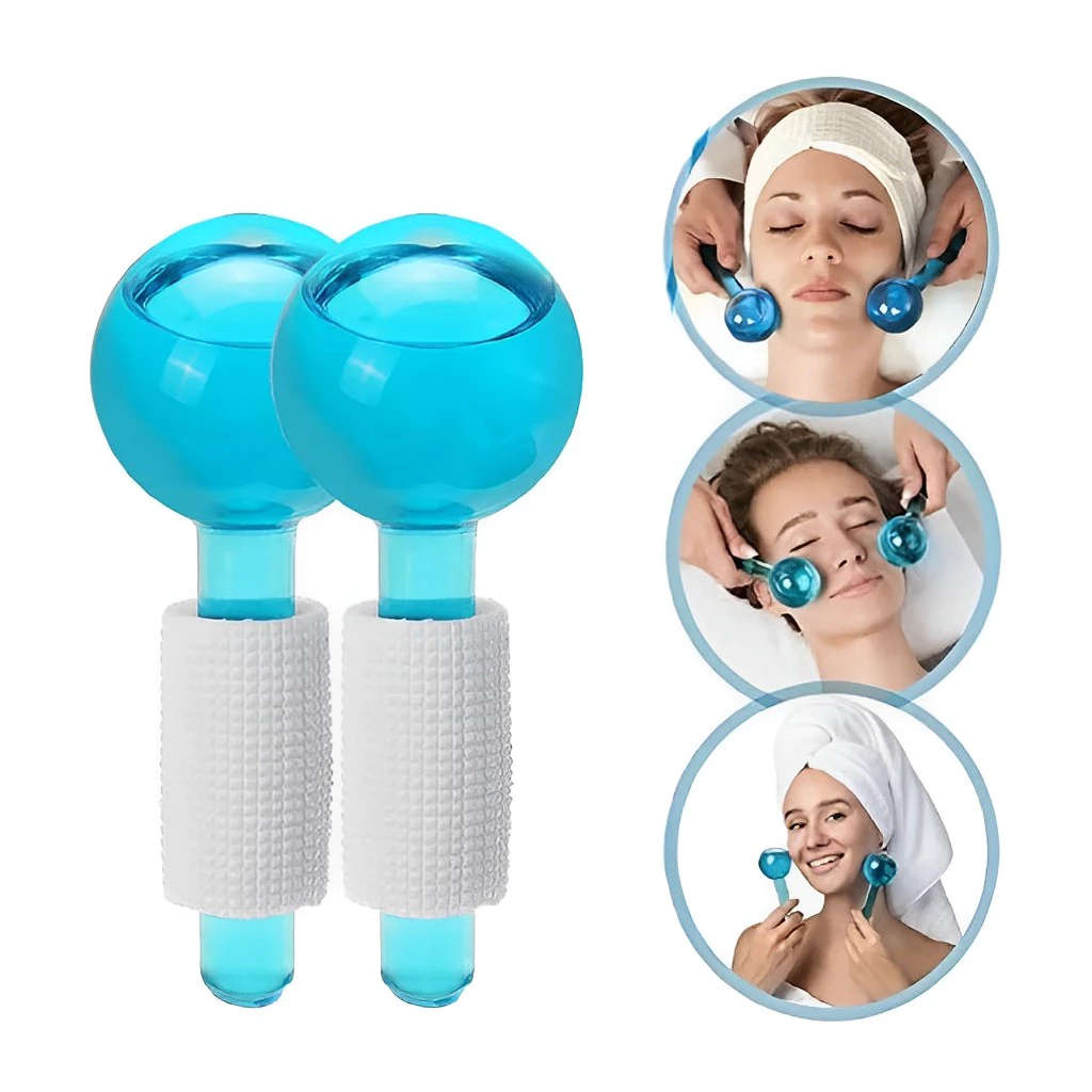 Esferas de massagem facial geladas com design ergonômico para fácil manuseio