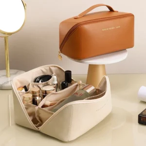 Bolsa de Cosmético Viagem Couro PU Impermeável Grande Capacidade IZEGLAM ESSENTIAL