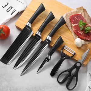 Kit Facas Churrasco Inox Antiaderente Preta 6 Peças Profissional IZEGRILL MASTER