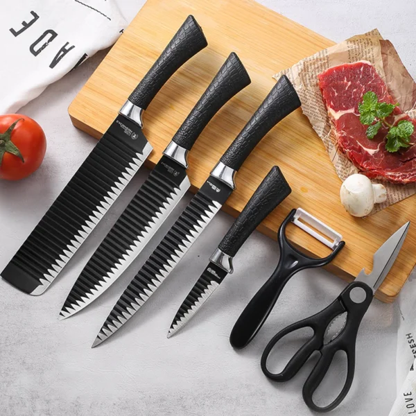 Kit Facas Churrasco Inox Antiaderente Preta 6 Peças Profissional IZEGRILL MASTER