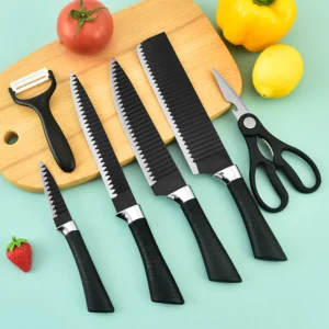Kit Facas Churrasco Inox Antiaderente Preta 6 Peças Profissional IZEGRILL MASTER