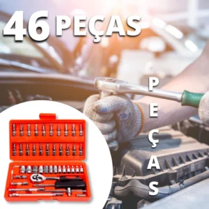 Kit de Ferramentas 46 Peças Maleta Portátil Aço Cromo Vanádio IZEWORK PRO