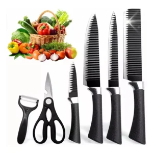 Kit Facas Churrasco Inox Antiaderente Preta 6 Peças Profissional IZEGRILL MASTER