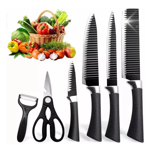 Kit Facas Churrasco Inox Antiaderente Preta 6 Peças Profissional IZEGRILL MASTER