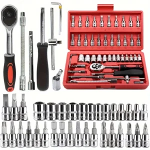 Kit de Ferramentas 46 Peças Maleta Portátil Aço Cromo Vanádio IZEWORK PRO