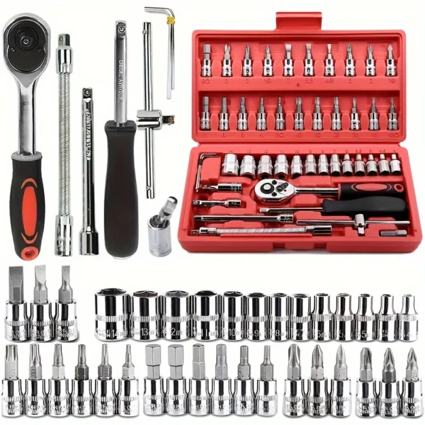 Kit de Ferramentas 46 Peças Maleta Portátil Aço Cromo Vanádio IZEWORK PRO