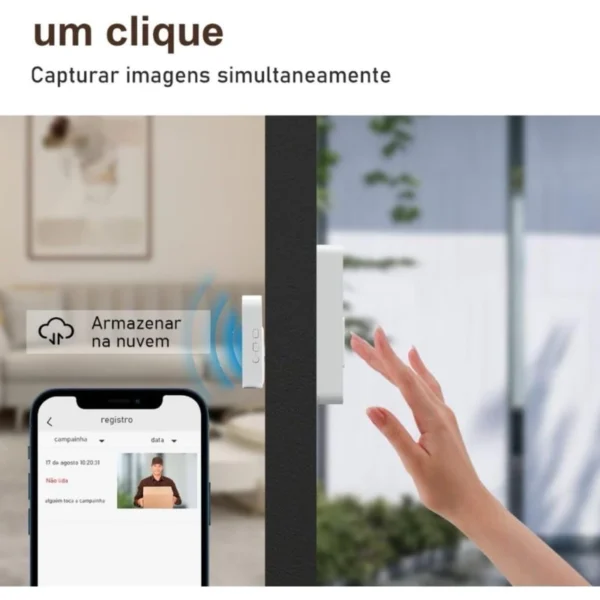 Campainha Wi-Fi Smart HD Sem Fio Visão Noturna Recarregável IZESECURE VIEW