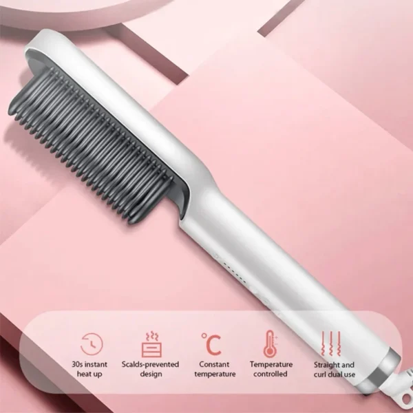Escova Alisadora de Cabelo 5 em 1 Cerâmica Iônica Inteligente Bivolt IZEHAIR GLOW