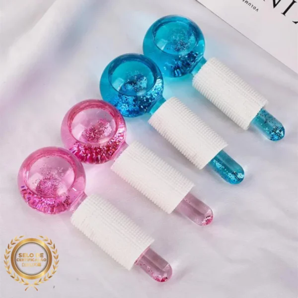 Kit Esferas de Massagem Facial Anti Rugas Cristal Gelada, Cromoterapia, 2 Unidades IZEICE BEAUTY
