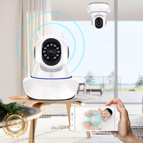 Câmera de Segurança WiFi 3 Antenas Visão Noturna 360º Full HD IZESECURE VISION