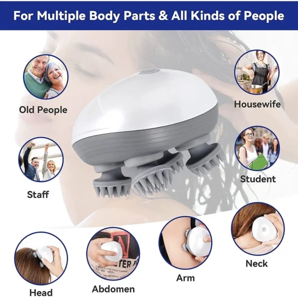 Massageador Elétrico de Cabeça e Corpo Recarregável Bivolt Luz Vermelha IZERELAX PRO