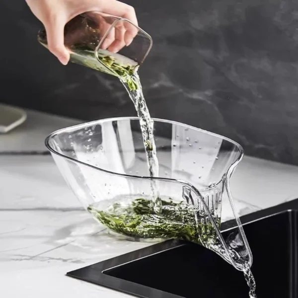 Cesta Drenagem PET Transparente Para Frutas e Legumes Portátil 24,5x19,5x10cm IZECLEAN FILTER