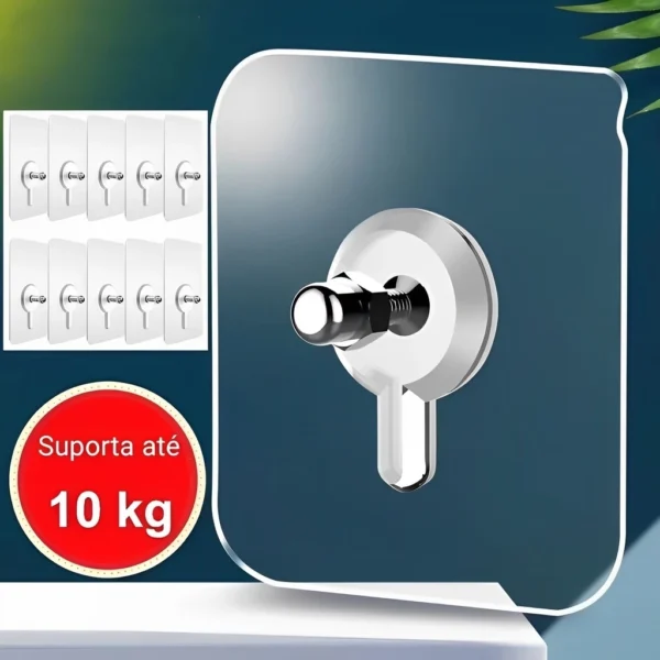Kit 15 Ganchos Adesivos Multiuso Transparente Reutilizável Para Banheiro Cozinha IZEHOOK SMART