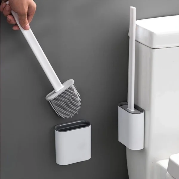 Kit 2 Escovas Sanitárias Silicone Parede Flexível Antiodor IZEHYGIA CLEAN