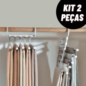 Cabide Multifuncional de Aço Inox 5 Divisórias, Salva Espaço, Branco IZESPACE ORGANIZER