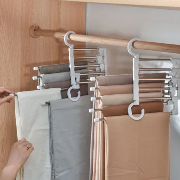 Cabide Multifuncional de Aço Inox 5 Divisórias, Salva Espaço, Branco IZESPACE ORGANIZER