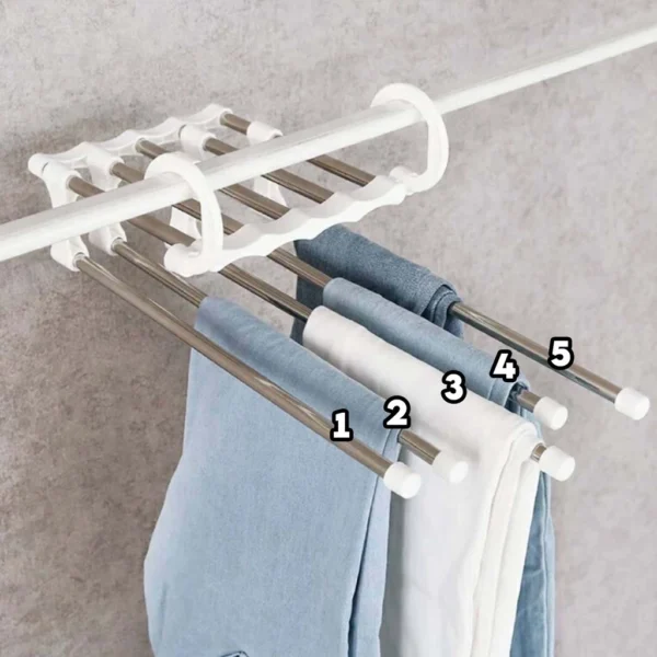 Cabide Multifuncional de Aço Inox 5 Divisórias, Salva Espaço, Branco IZESPACE ORGANIZER