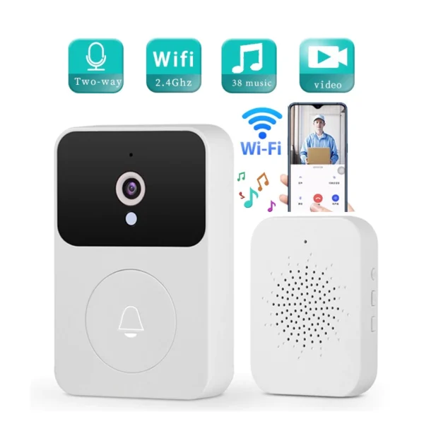 Campainha Wi-Fi Smart HD Sem Fio Visão Noturna Recarregável IZESECURE VIEW