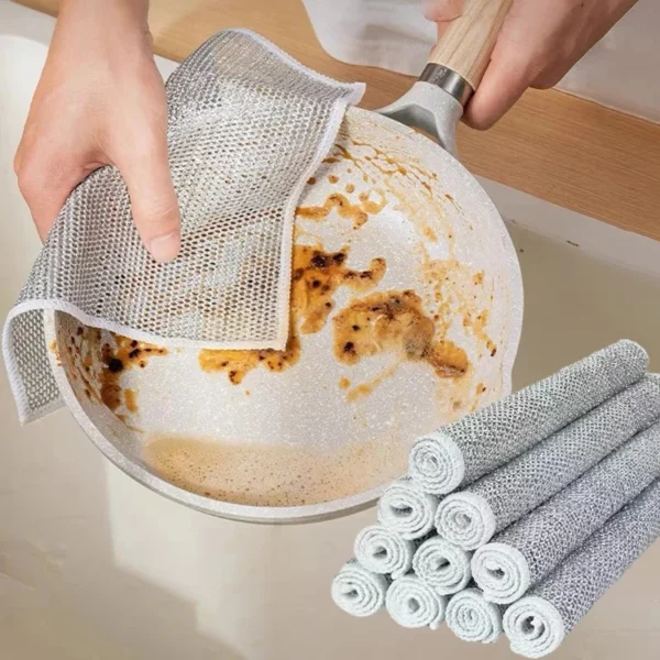 Pano de Limpeza Metálico Antiodor 20x20cm para Fogão, Pratos e Panelas - Kit 10 Unidades IZE SILVER PRO
