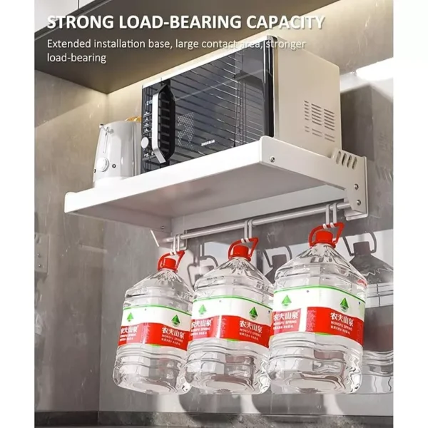 Prateleira de Parede Para Micro-ondas e Forno Elétrico em Aço Carbono, Instalação Fácil e Gancho Organizador IZEPLUS SPACE