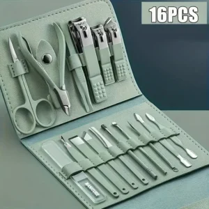 Kit Manicure Pedicure 16 Peças Aço Inoxidável Bolsa Dobrável Portátil IZECARE COMPLETE