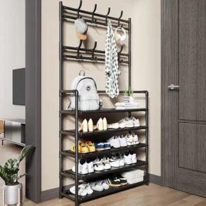 Sapateira Cabideira Multiuso 4 Andares 16 Pares Metal Fácil Montagem IZEORGANIZE FLEX