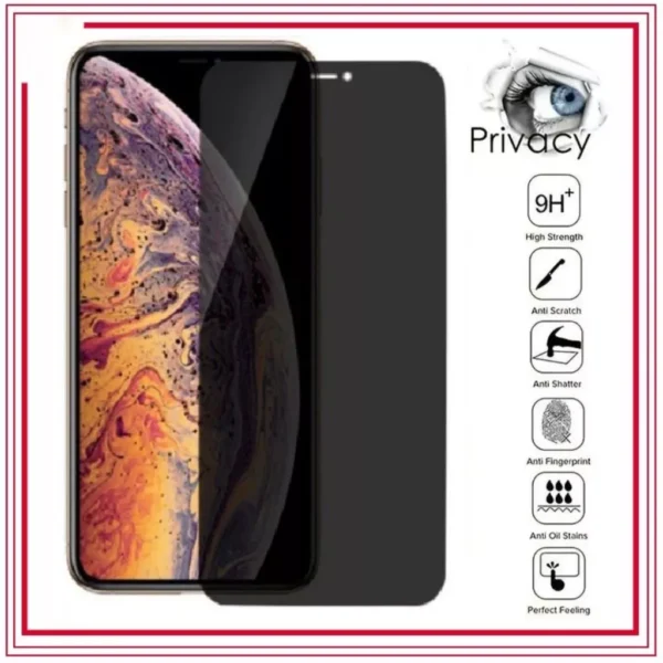 Película de Vidro 3D Privacidade Anti Spy iPhone, Bordas Arredondadas, Proteção Total IZEPRIVACY SHIELD