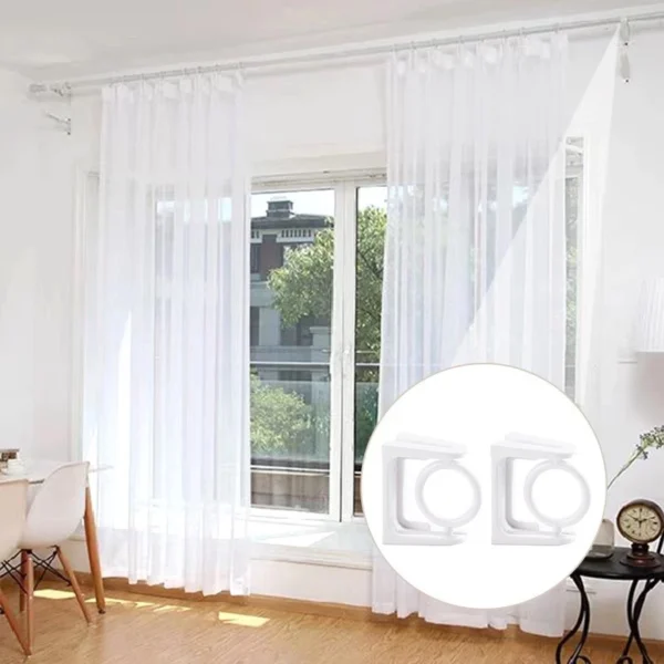 Porta Cortina Branco Transparente Plástico Auto-Adesivo Sem Furo IZEHOME FIX