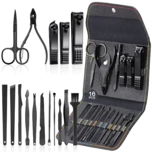 Kit Manicure Pedicure 16 Peças Aço Inoxidável Bolsa Dobrável Portátil IZECARE COMPLETE