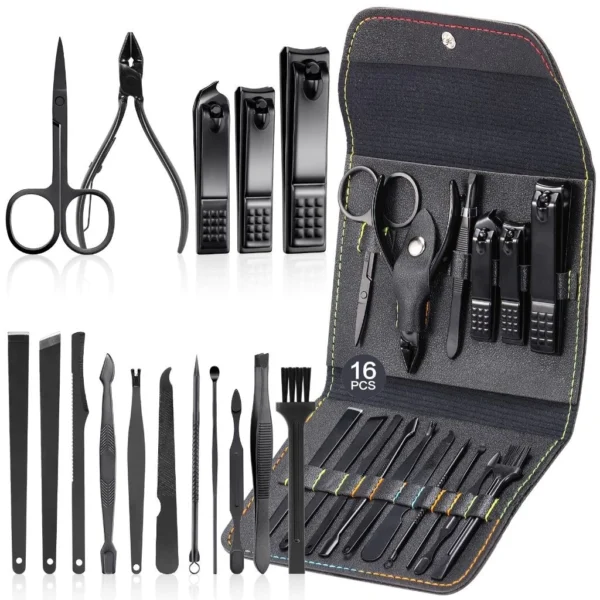 Kit Manicure Pedicure 16 Peças Aço Inoxidável Bolsa Dobrável Portátil IZECARE COMPLETE