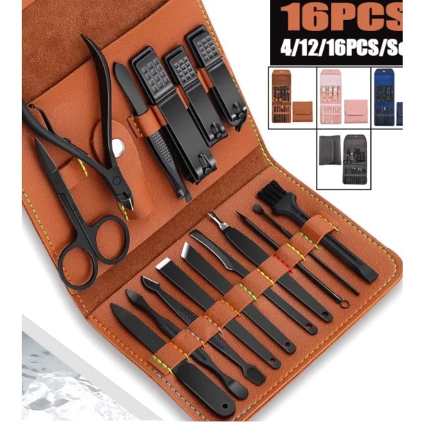 Kit Manicure Pedicure 16 Peças Aço Inoxidável Bolsa Dobrável Portátil IZECARE COMPLETE