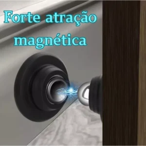 Fixador de Porta Magnético Inox Preto com Mola Amortecedora IZELOCK PRO