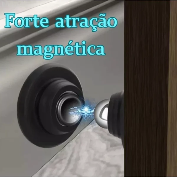 Fixador de Porta Magnético Inox Preto com Mola Amortecedora IZELOCK PRO