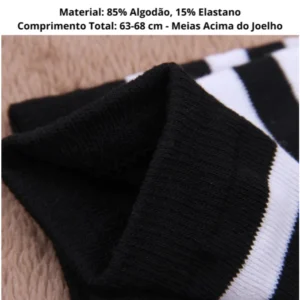 Kit 2 Meia 7/8 Feminina Preta Nylon Spandex Cosplay IZEELITE SOFT
