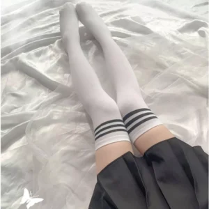 Kit 2 Meia 7/8 Feminina Preta Nylon Spandex Cosplay IZEELITE SOFT